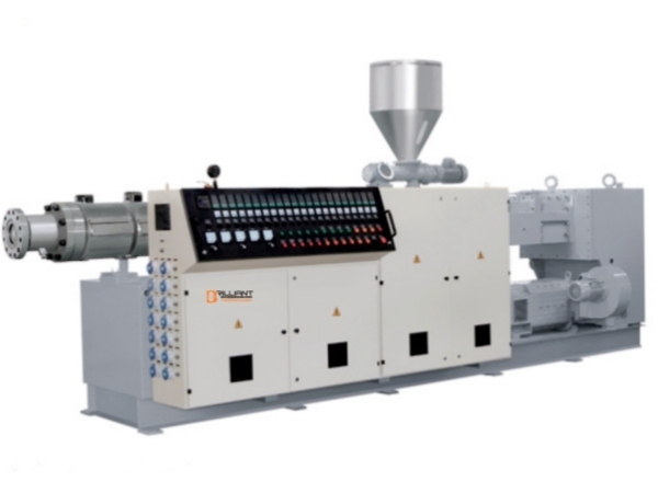 Parallel twin screw extruder with logo